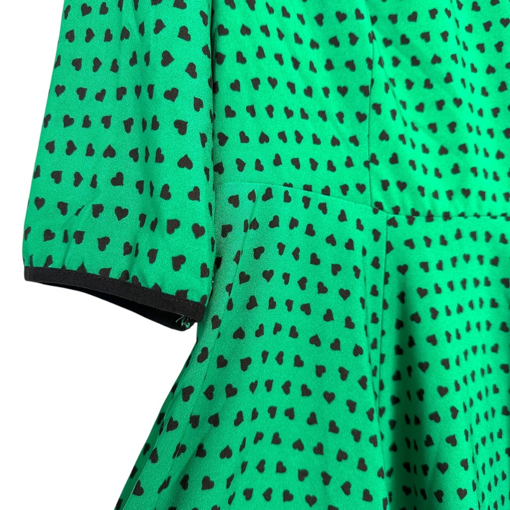Hell Bunny Dress Paradisum 50s Keyhole Heart Polka Dot Green L Rockabilly Pinup - Picture 9 of 16